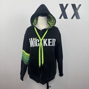 Wicked Wear Musical Embroidered Full-Zip Witch Hoodie Black Unisex Sweatshirt M